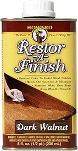 HOWARD - Restor-A-Finish: Restore Your Dark Walnut Wood Finishes Repair Scratches, Eliminate Stains, White Heat or Water Rings and More. Safe on Furniture, Trim, and All Finished Wood. Size: 8 Fl oz