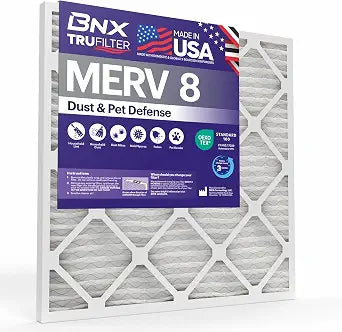 BNX TruFilter 10x24x1 Air Filter MERV 8 (4-Pack) - MADE IN USA Dust & Pet Defense Electrostatic Pleated Air Conditioner HVAC AC Furnace Filters for Dust, Pet, Mold, Pollen MPR 600 700 & FPR 5