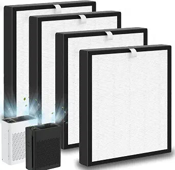 TZ-K2 True HEPA Filter Replacement, Compatible with ToLife TZ-K2 Air Purifier, TZ-K2-A HEPA Filter, 3-in-1 HEPA High-Efficiency Activated Carbon Filter, 4 Pack