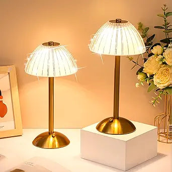 Liliful 2 Pcs Cordless Table Lamp LED Touch, Gold, Mushroom Style