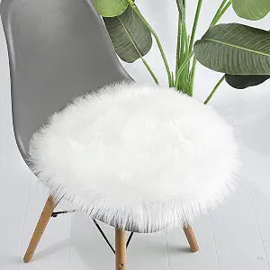 LOCHAS Super Soft Faux Fur Sheepskin Rugs, 18''x18'' White