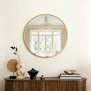 OLIXIS Bathroom Round Mirror for Over Sink, 24 in Wall Circle Mirror, Gold
