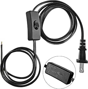 VSEER Lamp Power Cord with On/Off Switch 3A/120V, UL Certified Lamp Wire with Molded Plug, Stripped Ends Ready for Wiring to Replace Damaged Wires,Black (12FT)