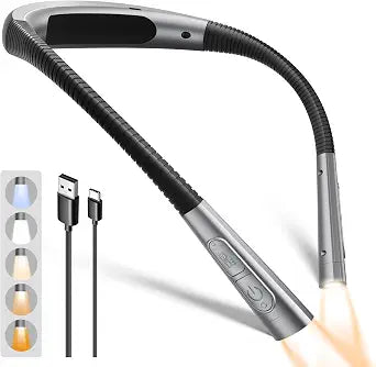 Glocusent Upgraded Neck Light,100Hrs Slimmer Reading Light for Books in Bed