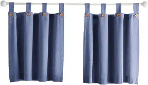 Tucker Solid Button Window Tier Set, Blue - 30" W x 24" L