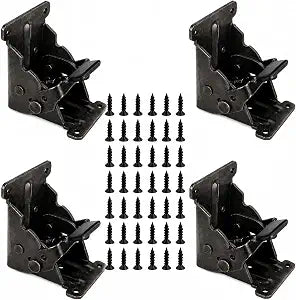 Enenes Folding Leg Brackets 4 PCS, Heavy Duty Self Locking Folding Table Leg Brackets, Foldable Steel Hinge Hardware Support with Screws for Workbench, Bed, Table, Bench and DIY Furniture
