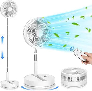 Portable Foldable Rechargeable Oscillating Fan - 8.6" 8000mah Remote Fan