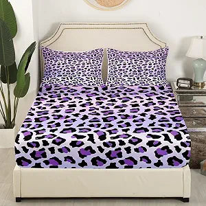 Feelyou Purple Leopard Bed Sheet Set Twin Size for Kids Boys Girls Teens