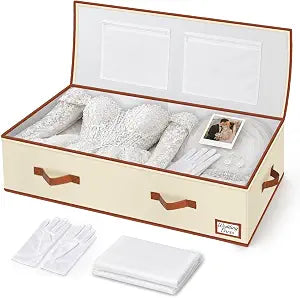 70L Rigid-structured Wedding Dress Storage Box, Acid-free, Beige