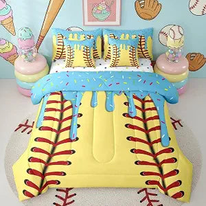 Erosebridal Baseball 7 Piece Bedding Set Ice Cream Comforter Set with Full