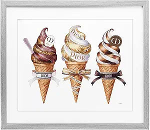 Sweet Glam Ice Cream Dessert, 13 x 16 Inch Framed Print Under Glass