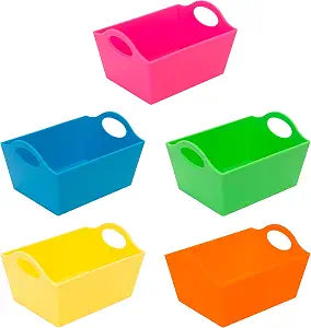 Simplify Neon, 5 Pack, Mini Storage Containers, Bins, Drawer, Office Organization, Good for Toys, Hair Accessories, Bobby Pins, Q-Tips, Small Items