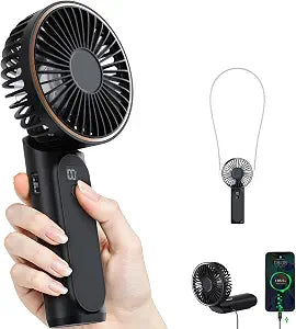 TUNISE Portable Handheld Fan, Portable Fan Rechargeable, 4000mAh, 180 Adjustable, 6 Speed Wind, Display Electricity in Real Time, USB Rechargeable Foldable F an, Quiet Personal Fan as Power Bank