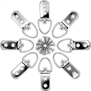 Heavy Duty D-Ring Picture Hangers (30 Pack) with 60 Screws - 2-Hole Double Hole Hooks for Hanging Heavy Mirrors, Large Paintings, Gallery Wall Art, Supports 50 lbs, Stainless Steel (Silver)