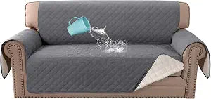 H.VERSAILTEX Loveseat Covers for 2 Cushion Couch Sofa Cover for Dogs 100% Waterproof Furniture Protector Cover with Elastic Straps for Pet Cat(Loveseat, Rocket Gray)