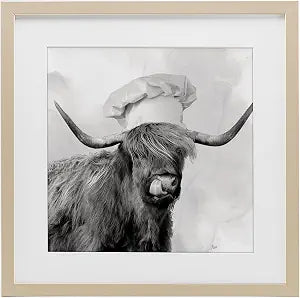 Chef Cattle Kitchen Still Life, 13 x 13 Inch Framed Print Under Glass