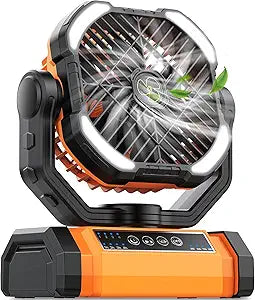 UUYEE Camping Fan Rechargeable, Battery Powered Fans - Orange