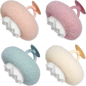 Super Soft Sunflower Suction Cup Bath Sponge loofah, 2026 Upgraded 2-in-1 Sunflower Ball Exfoliating Bath Sponge Cleaning Brush, Mesh Shower Body Sponge Accessories for Women, Men Shower (4 Color)