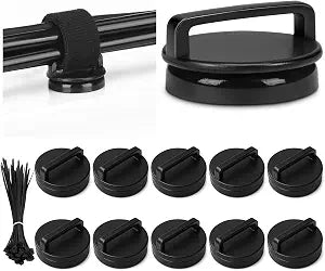 Tellegloww 10 Pcs Magnetic Zip Tie Mount Base Bulk with Nylon Cable Ties 23mm Black Magnetic Cable Clips Wire Holder Multipurpose Ties Management Base Electrical Supplies for Wire