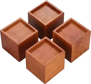 4-Inch Solid Pine Furniture Risers 2000LBS Capacity, Tool-Free Install, Natural Wood Design for Beds, Sofas & Desks (4 Inch)