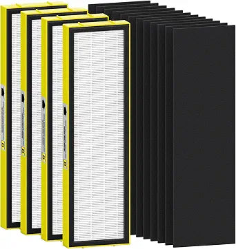 4 Pack FLT4825 HEPA Filter B Replacement Compatible with AC4825 AC4825E AC4300 AC4800 AC4880 AC4900 AC4850, 4 True HEPA Filters & 6 Activated Carbon Pre-filters