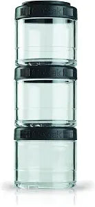 BlenderBottle GoStak Tritan Twist n' Lock Storage Jars 3 Jar Black