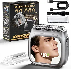 Electric Razor for Men,Innovative Mirror Design,Electric Shaver 20000 RPM Motor,Gentle & Smooth,Non-irritating to Skin,3 Floating Blade Heads,IPX7 Waterproof,Foil Shaver for Travel & Home Use