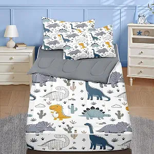 Nesker Dinosaur Twin Zipper Bedding for Boys, 3-Piece-All-in-one