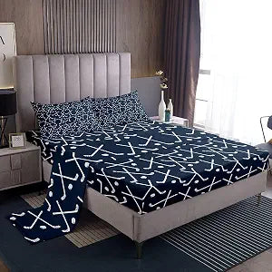 Feelyou Ice Hockey Bed Sheet Set Twin Size 4Pcs for Kids Boys Girls Teens