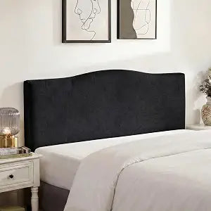 WOMACO Headboard Cover Queen with Storage Pockets, Stretch Velvet Head Board Slipcover, Dustproof Bed Head Cover for Upholstered Headboard (Length (51" - 70"), Black)