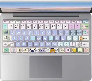 Silicone Keyboard Skin for 12.4" Microsoft Surface Laptop Go 1/2 / 3, Cute Cat