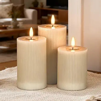 Beige Battery Operated Flameless Candles with 6 Hour Timer