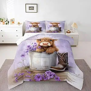 Erosebridal Cartoon Cow Bedding Set Toddler Size Highland Comforter Set