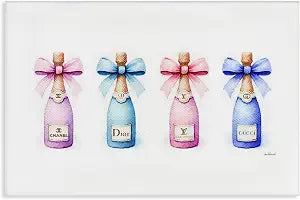 Pastel Champagne Bottles Glam, 20 x 30 Inch Canvas Wall Art
