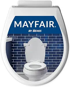 Mayfair Preston Easy to Clean Single Hinge Toilet Seat, Modern Slow Close Plastic Toilet Seat, Made in USA, Round, White