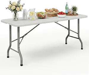 HULKFIT 6FT Heavy Duty Folding Table, Portable Utility Table for Parties, Events, and Dining, Supports up to 330 lbs, Easy Fold & Store