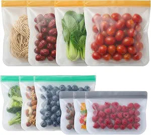 10 Pack Reusable Freezer Bags, Leakproof Reusable Silicone Food Storage Bags BPA Free Contaizers, Snack Sandwich Gallon Bags for Meal Prep, Marinate Meat, Salad Fruit, Veggies, Lunch, Travel, Kitchen