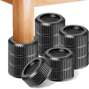 Round Bed Risers Furniture Risers Heavy Duty Anti-Slip Adjustable(1.3" - 3.7" Hgt) Bed Lifts Riser for Desk, Table, Couch, Sofa, Chair, Refrigerator & Washing Machine (3.7 Inch, Black, 4 Pack )