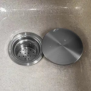 2pcs Drain Cover 304 Stainless Steel Flat Type Kitchen Sink Sealing Lid Cover,Fits 3 1/2" Standard Kitchen Sink Drain Basket Stopper(Black Flat Type)