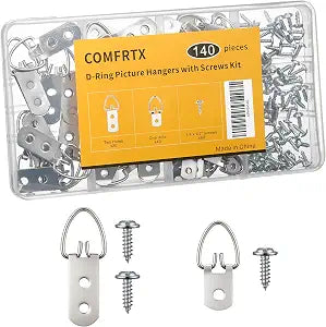 (2 Sizes, 140PCS) D-Ring Picture Hangers with Screws Kit,Heavy Duty