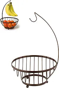 Spectrum Diversified Ashley Fruit Tree & Basket, Banana Hanger & Fruit Basket, Produce Saver Banana Holder & Open Wire Fruit Bowl for Kitchen Counter & Dining Table (57824)