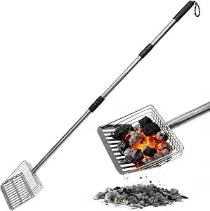 Metal Fireplace Ash Sifter for Fire Pit Grill, 43" Long Handle Coal Shovel