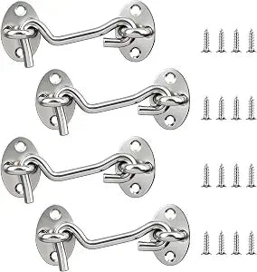 4 Pcs 3" Hook and Eye Door Latch Stainless Steel for Gates, Barn