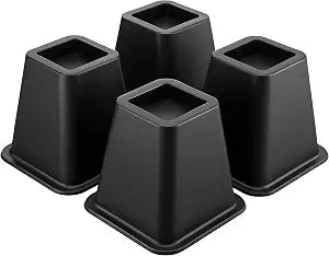 Bed Furniture Riser 4, 5 or 9 inches, Versatile Bed and Furniture Riser - Heavy Duty, Stackable, Supports 550 lbs Each Riser - Set of 8, Black (Black-Set of 4, 6 Inch)