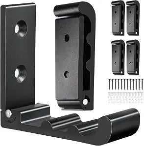 OHIYO 6 PCS Heavy Duty Folding Wall Hooks, Sturdy Black Wall Mounted Hooks for Coats, Towels, Backpacks, Bags, Space Saving Wave Design for Living Room, Bedroom Organization