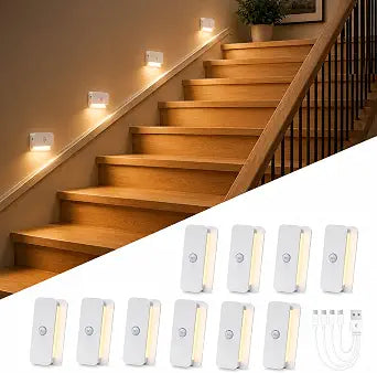 10 Pack Rechargeable Stair Lights Indoor, Motion Sensor LED Night light
