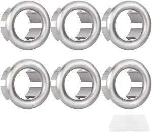 VRSS 6-Claw Brushed Nickel Bathroom Kitchen Basin Sink Overflow Ring, 6 Pcs