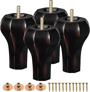 Wood Furniture Legs, Sofa Legs Pack of 4 - Black Frosted Color Legs Mid Century Modern Replacement Legs for Armchair Recliner Coffee Table Chair Couch Dresser (Black Frosted Color, 4 inch)