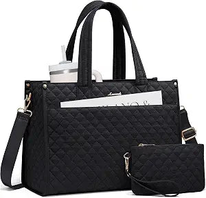 LOVEVOOK Laptop Tote Bag for Women,Canvas Work Tote Bag for Women with Clutch Purse,15.6 Inch Computer Briefcase Bag,Professional Teacher Business Office Bag,Lightweight Shoulder Travel