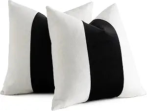 AmHoo Pack of 2 Velvet Panel Cotton Pillow Covers Decorative Pillowcase Cushion for Couch Sofa Bedroom 20 x 20-Inch Black